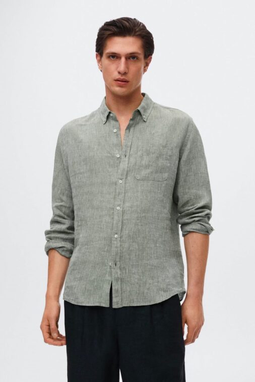 100% linen slim-fit shirt - Image 3